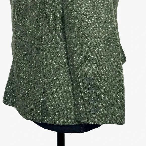 Daisy Fuentes‎ size 8 olive green tweed 1 button fitted blazer - Picture 7 of 9